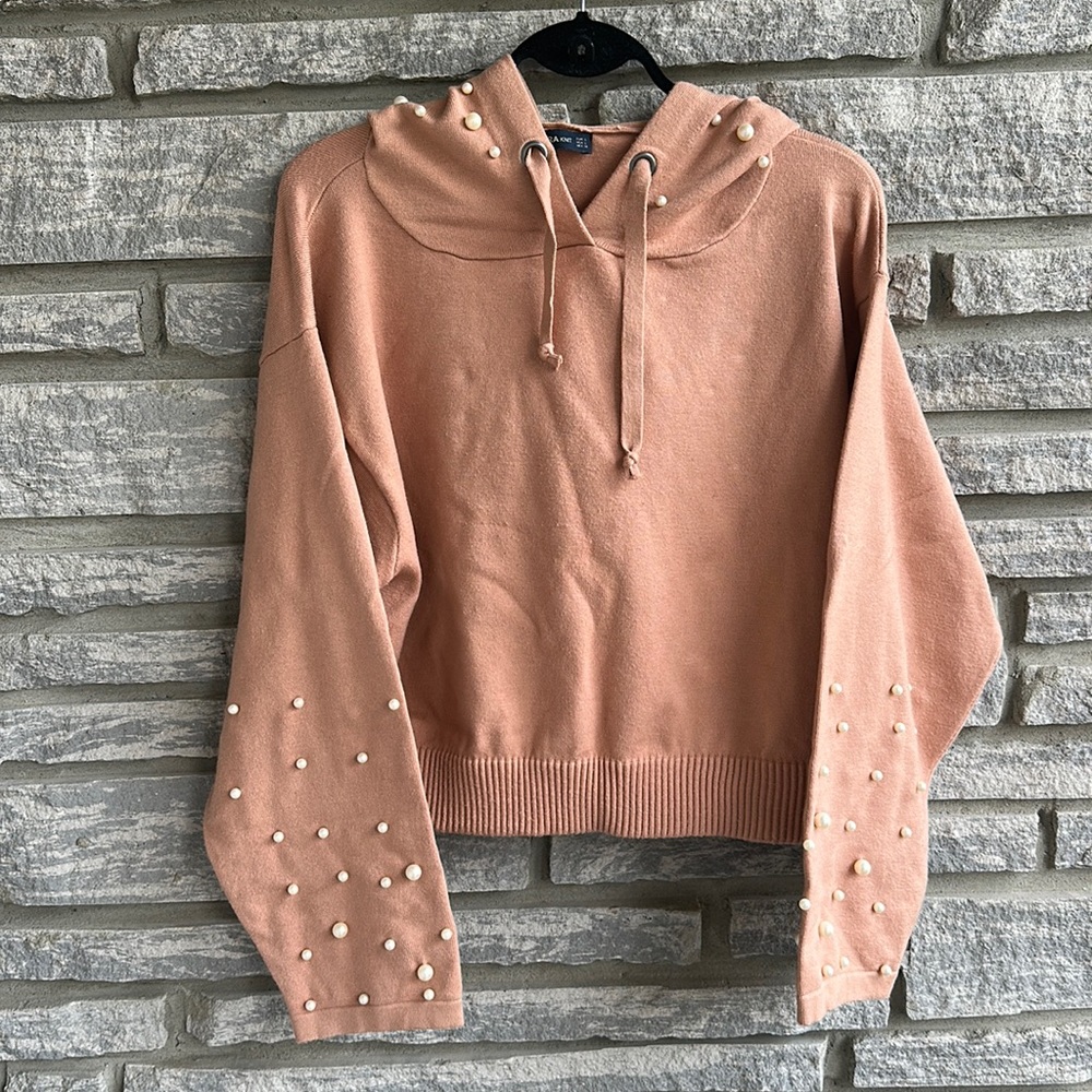 Zara Pearl Crop Pullover Sweater